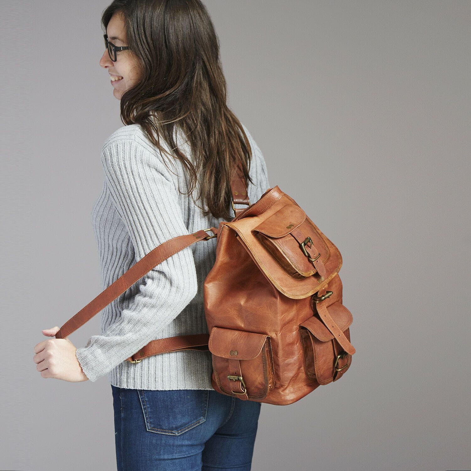 buy leather backpack online TL Bag Soft Light Taupe Enjoy quick access to the roomy main compartment through magnetic closures and a drawstring Handcrafted Leather Backpack Rucksack