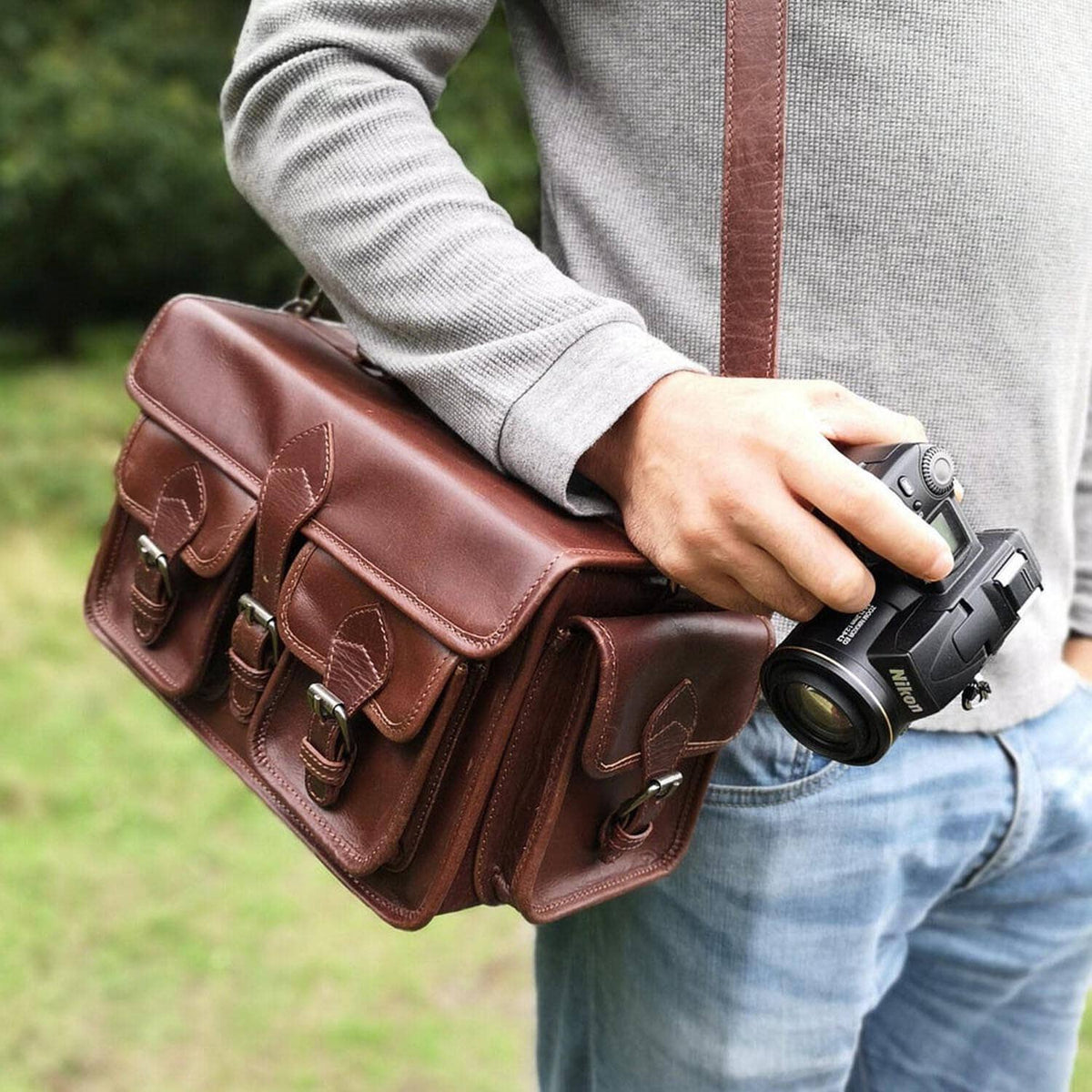 Items Leather Camera Bag