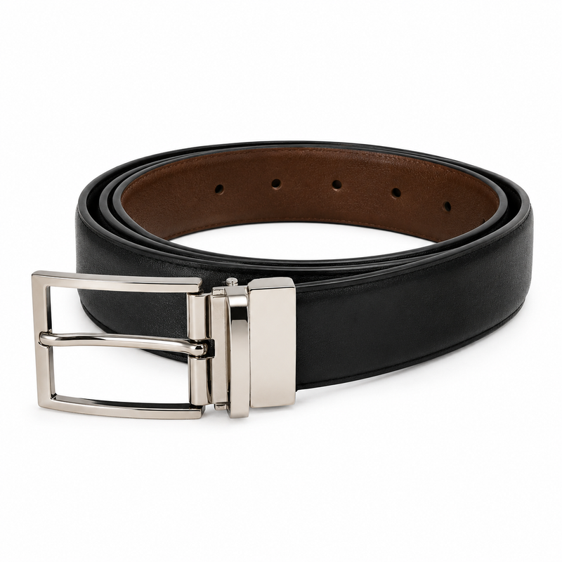 Classic Formal Reversible Leather Belt - Black & Brown