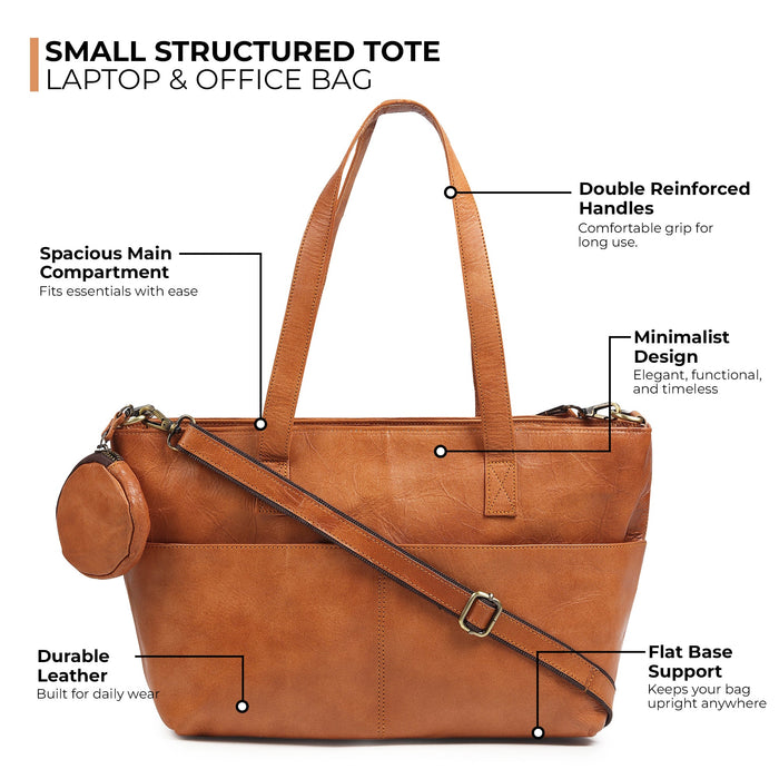 Daily Leather Market Tote - Tan