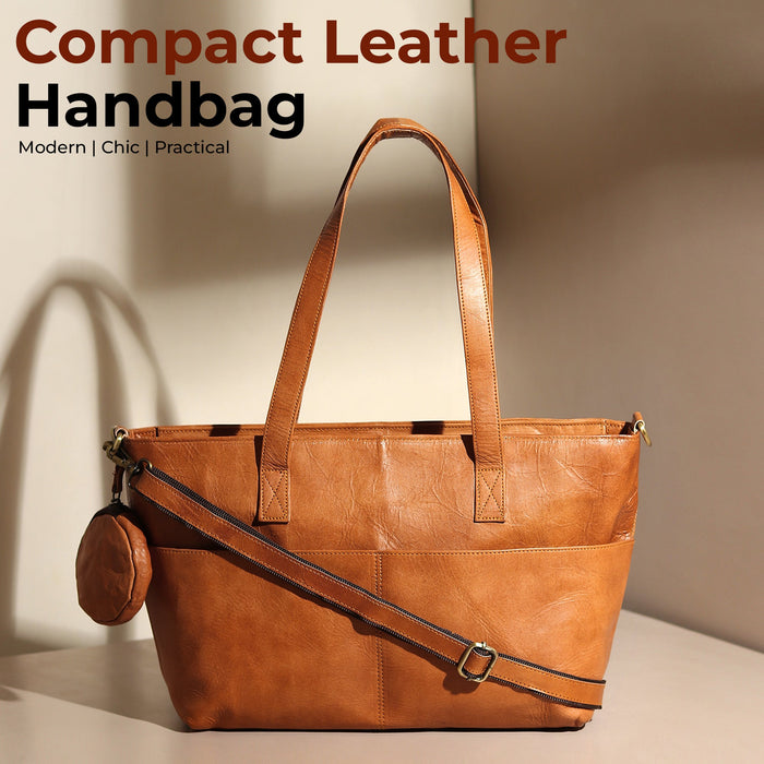 Daily Leather Market Tote - Tan