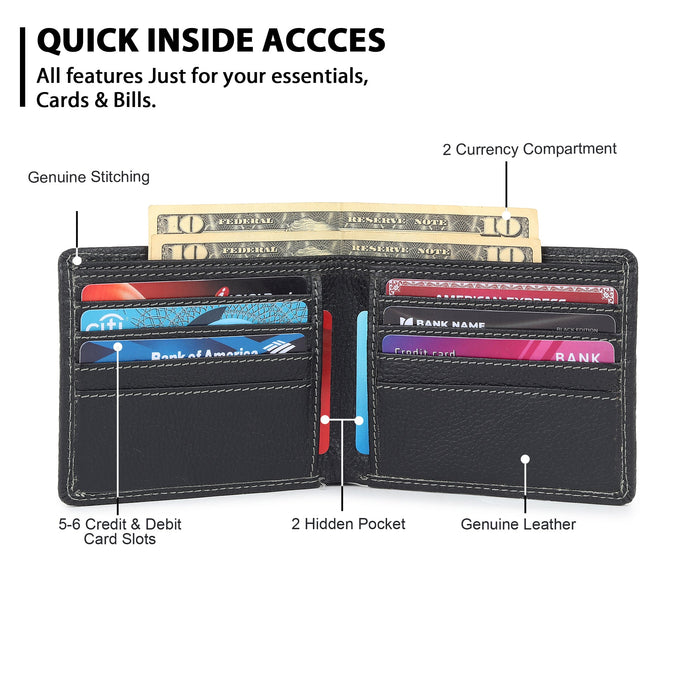 Portefeuille homme en cuir texturé noir