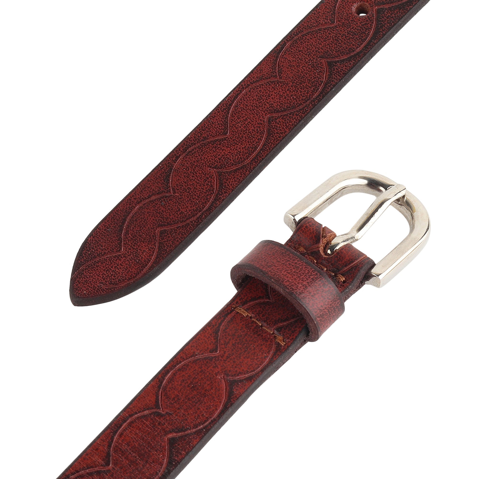 Women's Slim Leather Belt-Maroon — Classy Leather Bags