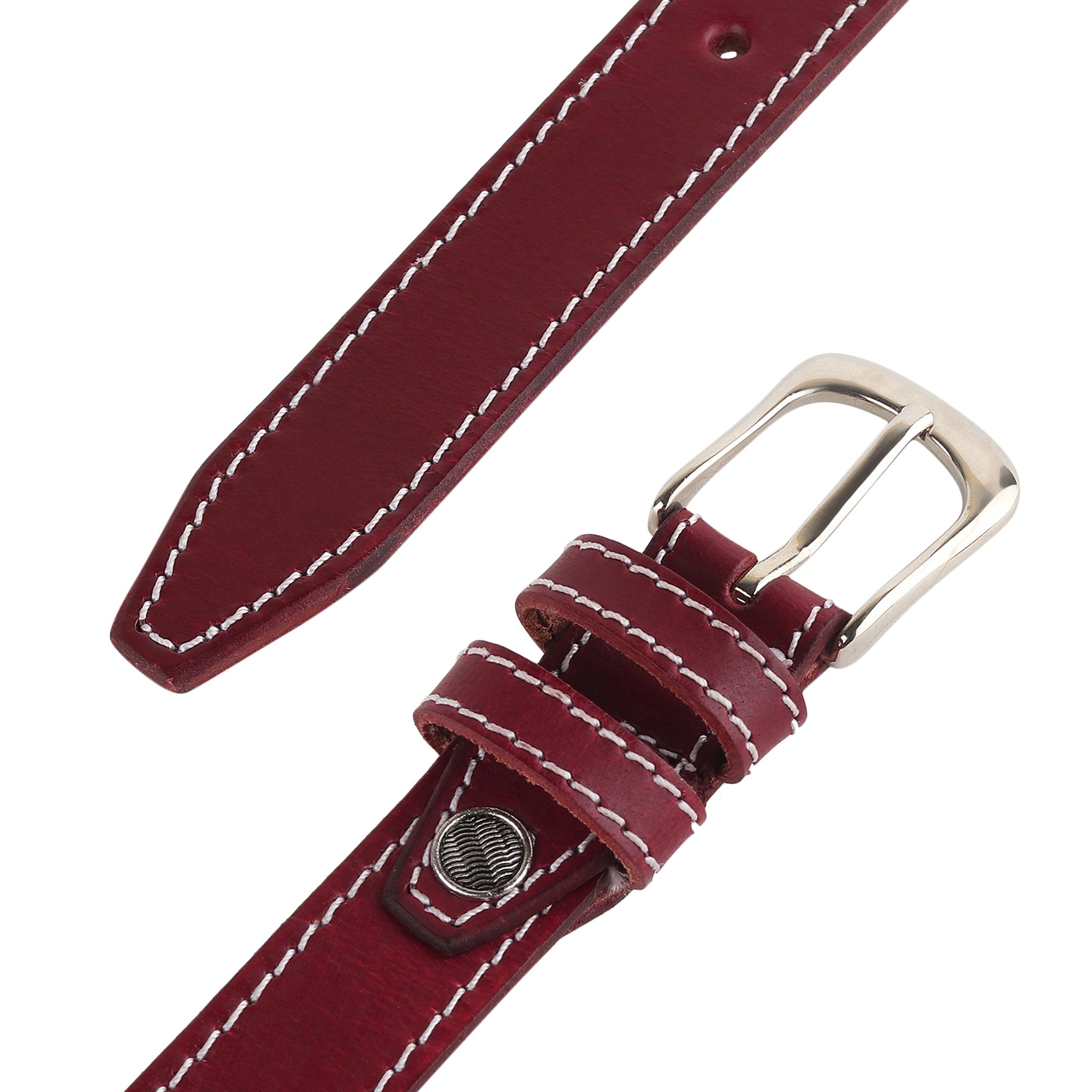Women's Slim Leather Belt - Cherry Red — Classy Leather Bags