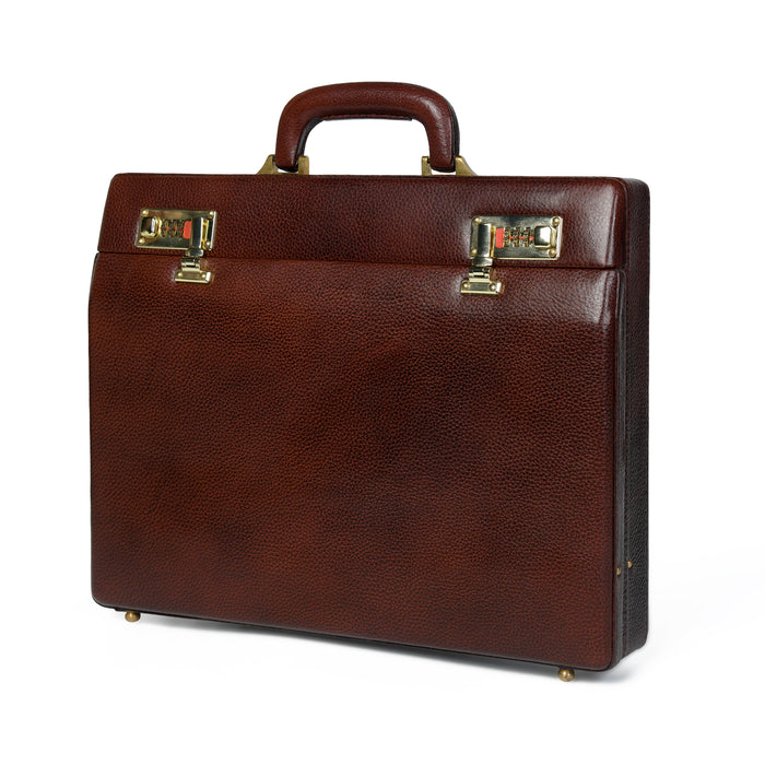 Rich Brown Office Stylish Full Grain Leather Suitcase Briefcase