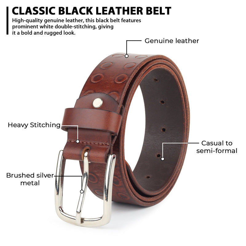 Classic Round Men's Leather Belt