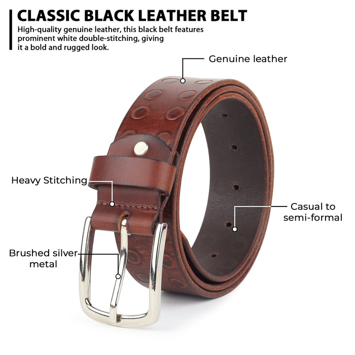 Classic Round Men's Leather Belt