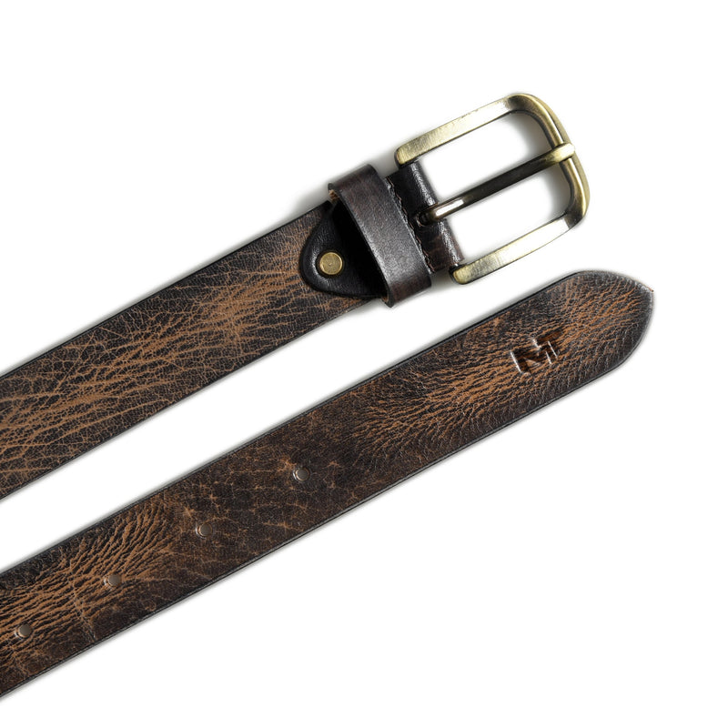 Ceinture en cuir marron foncé Eden pour homme