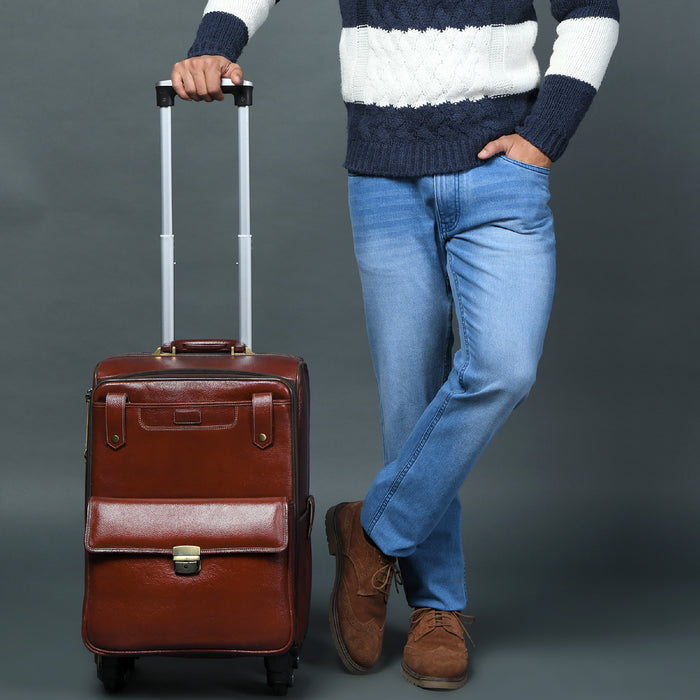 Leather Carry-On Trolly Bag