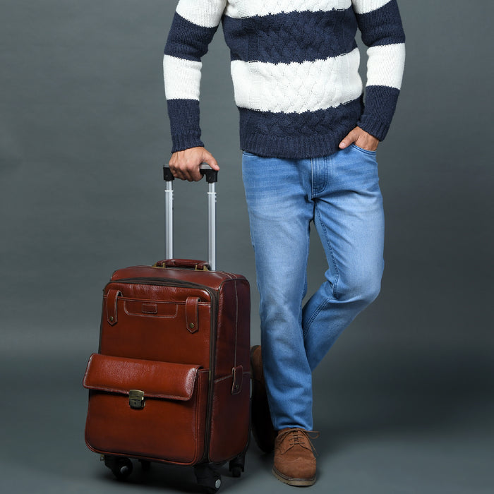 Leather Carry-On Trolly Bag