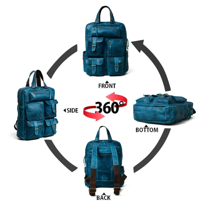 Blue Portland 7 Pockets Backpack