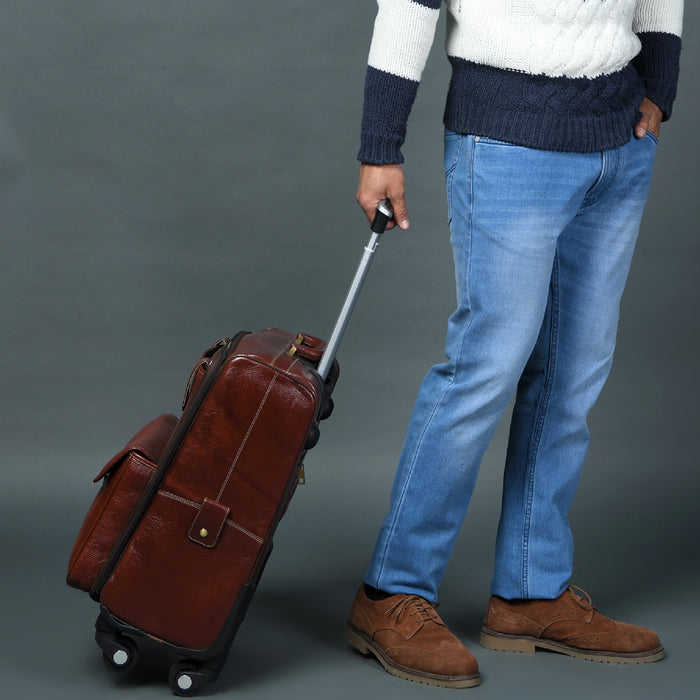 Leather Carry-On Trolly Bag