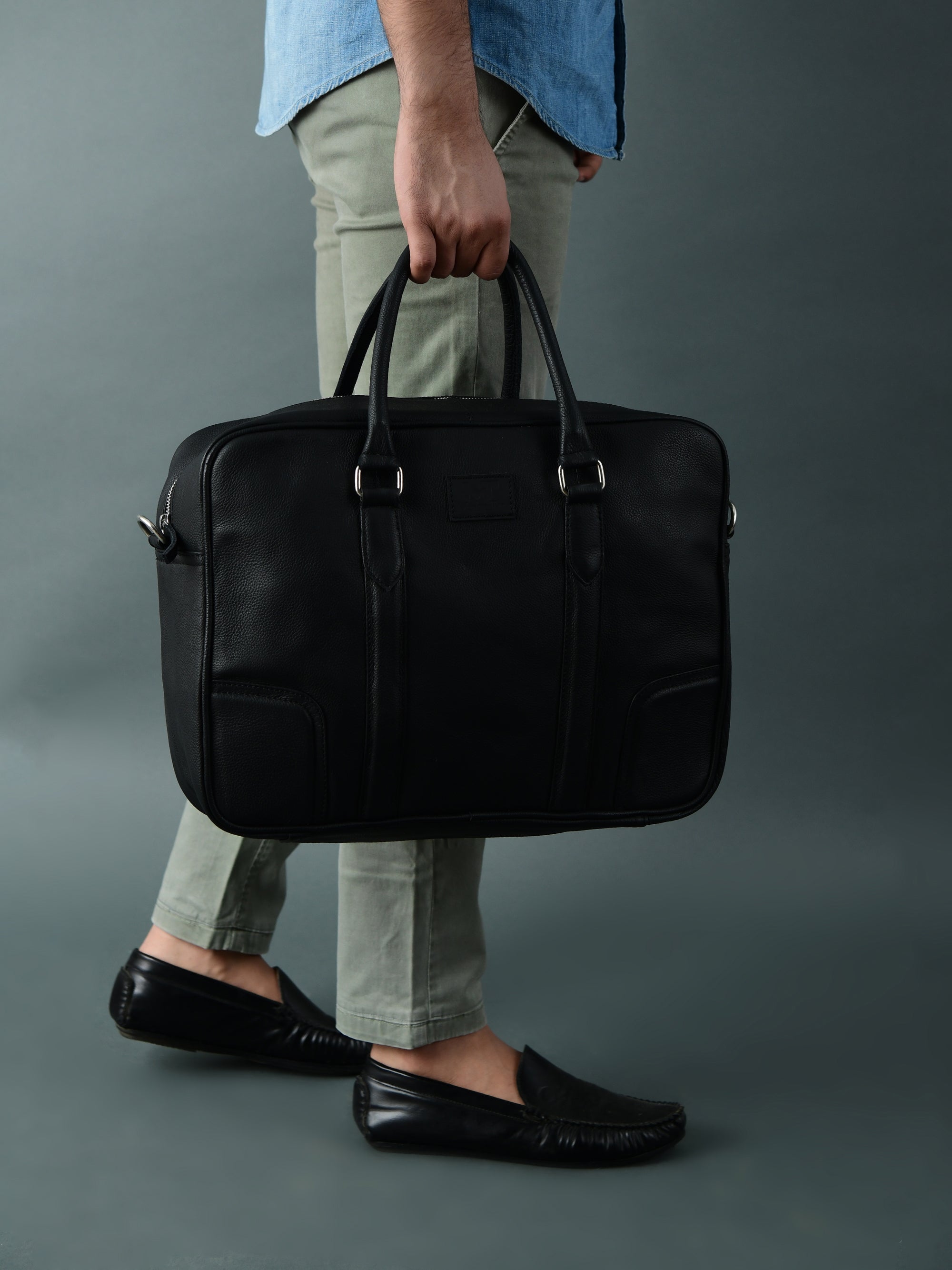Texas Black Leather Briefcase — Classy Leather Bags