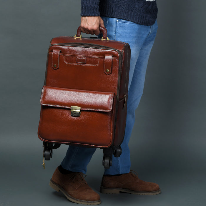 Leather Carry-On Trolly Bag