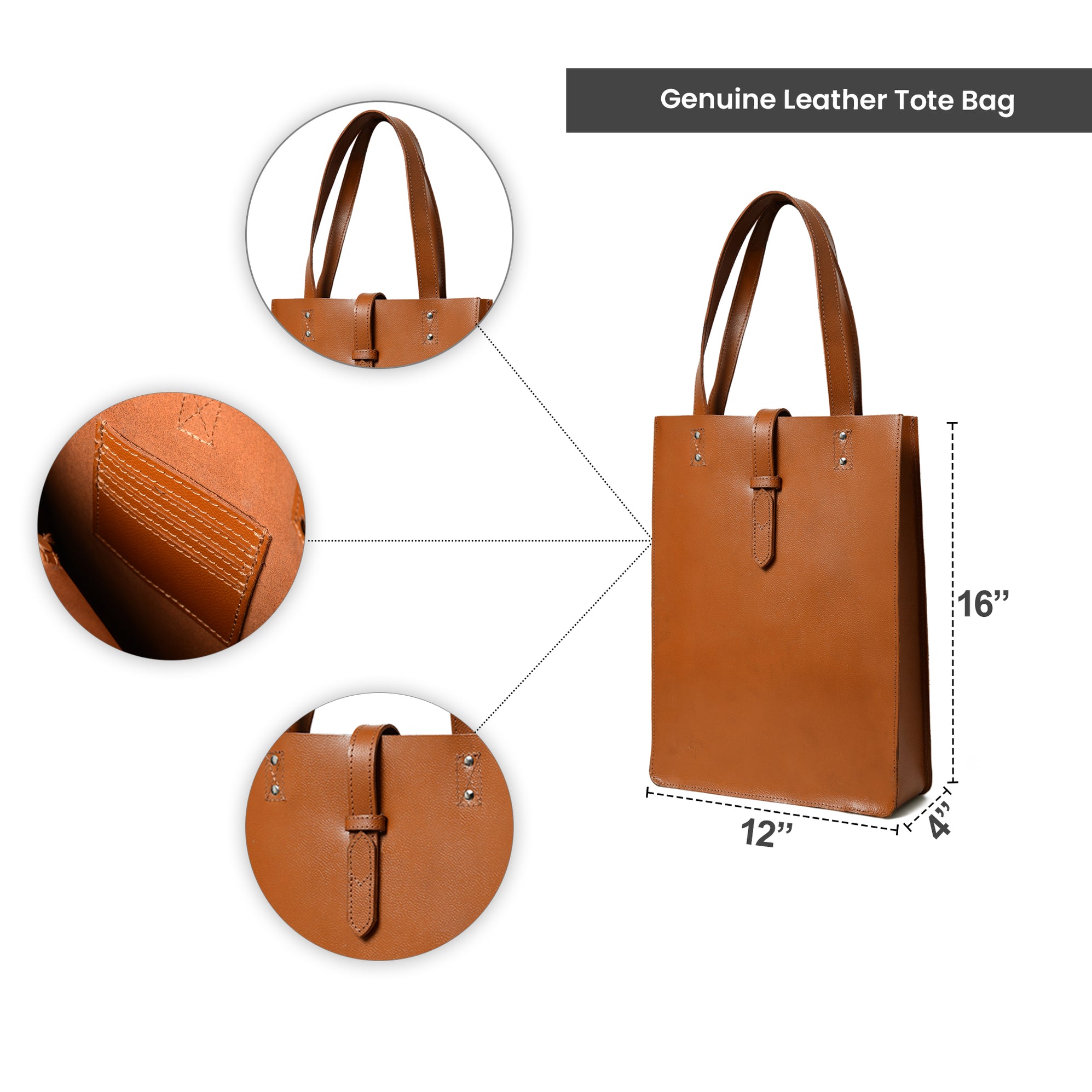 Chestnut Elegance Leather Tote — Classy Leather Bags
