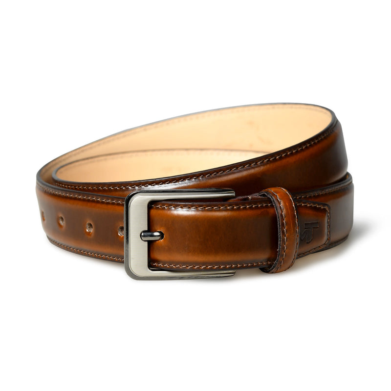 Ceinture en cuir marron noyer Eclipse