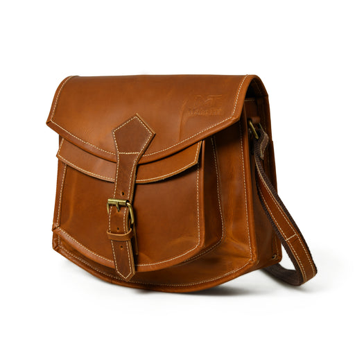 Vintage Leather Crossbody Satchel - Handcrafted Brown Purse, Adjustable Strap, Classic Style