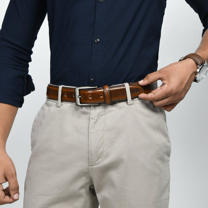 Eclipse Walnut Brown Leather Belt