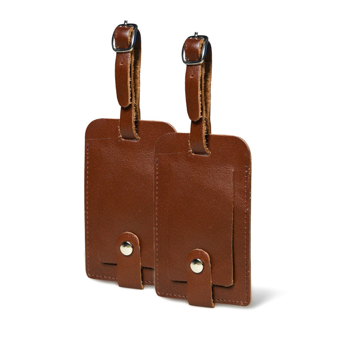 Dark Brown Leather Luggage Tags Set