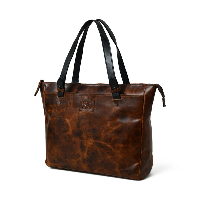 Portland Leather Tote with Zipper