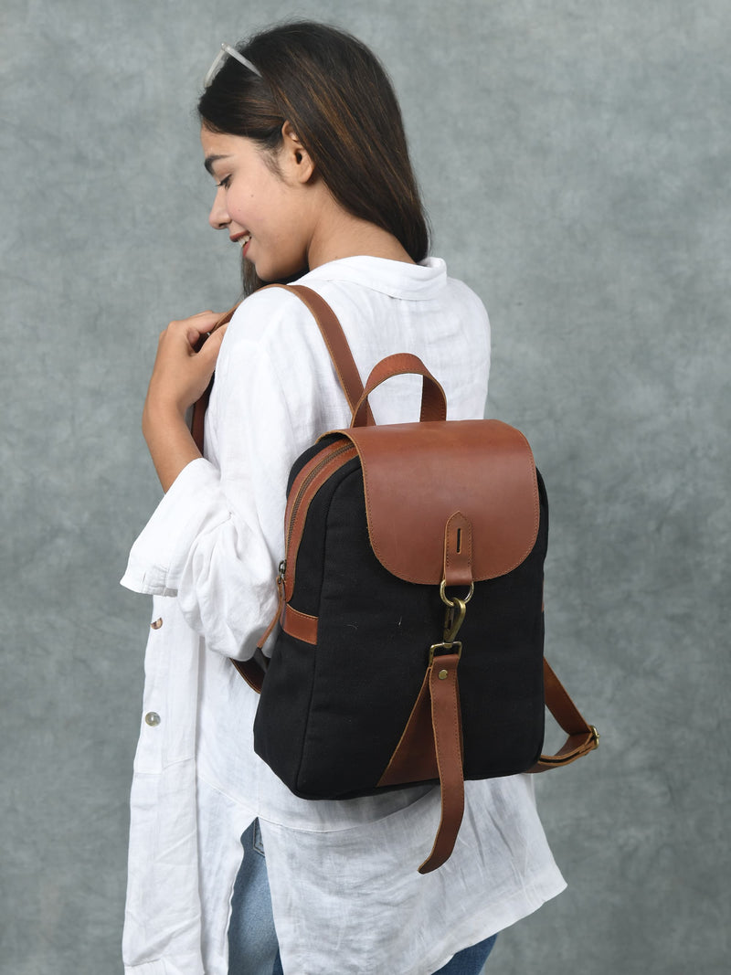canvas and leather backpack womens The Mini Bailey Canvas
