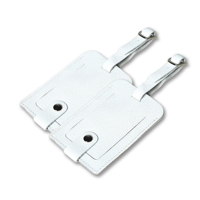 White Leather Luggage Tags Set