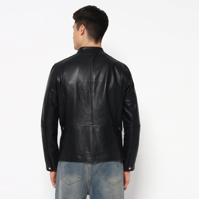 Men’s Timeless Plain Black Leather Jacket