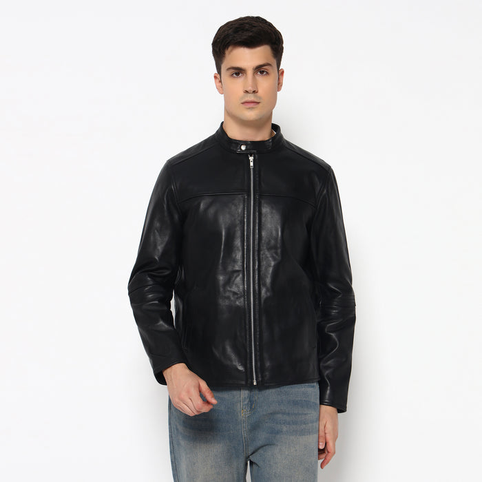 Men’s Timeless Plain Black Leather Jacket