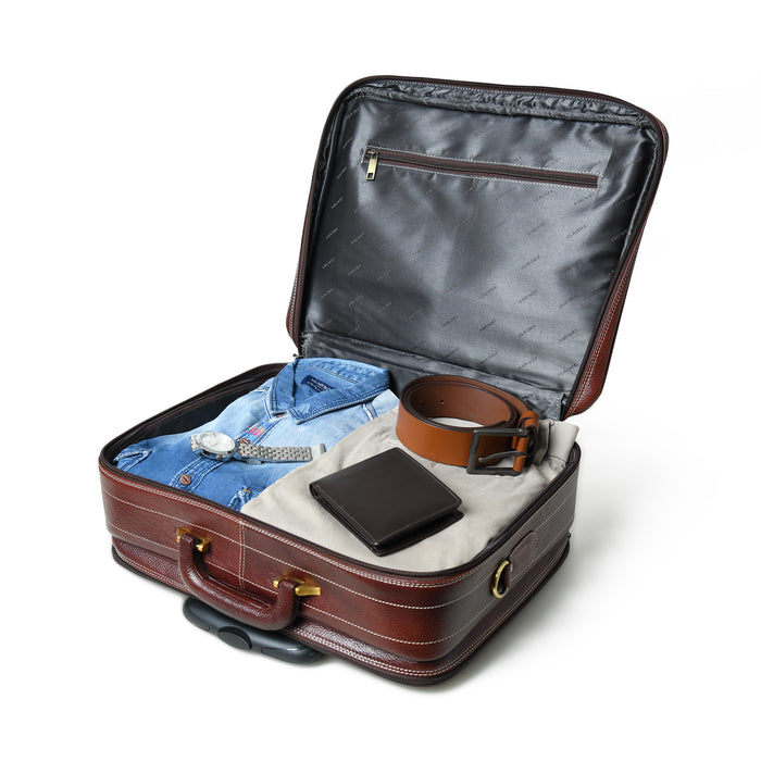 Wanderer Leather Trolly Suitcase Bag