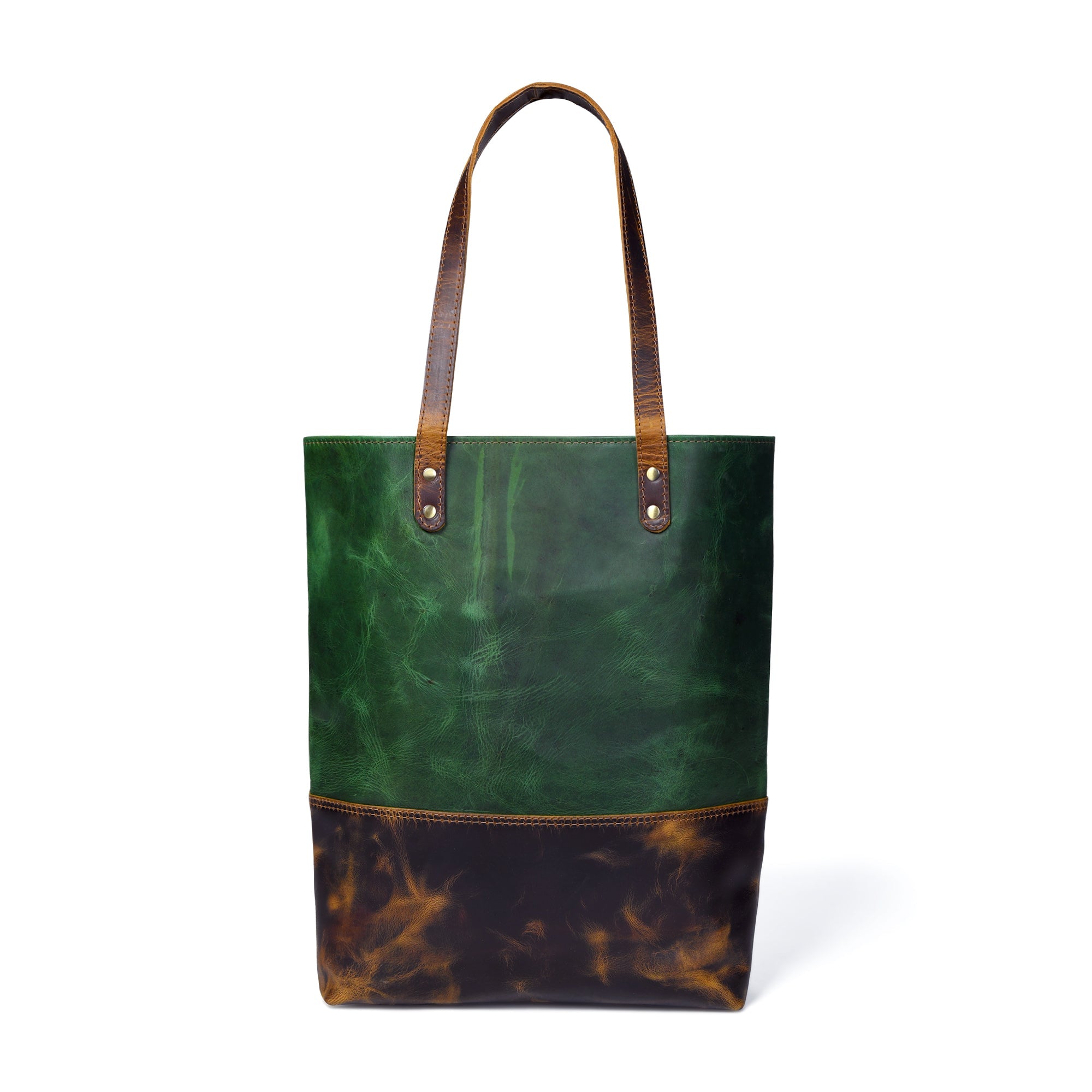Green Women's Leather Tote Bag – Stylish Work & Shopping Shoulder