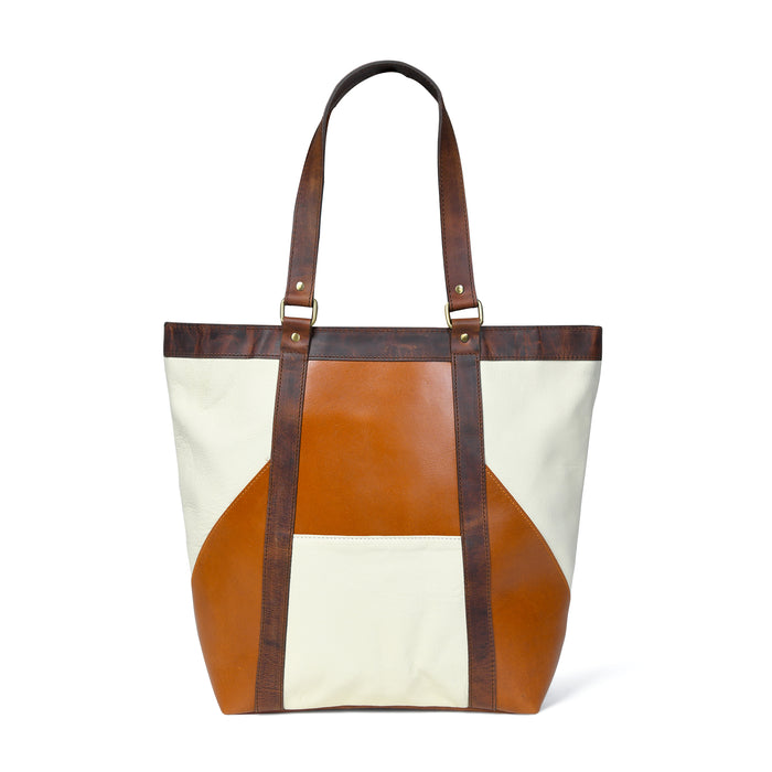 Geometric Design Leather Tote