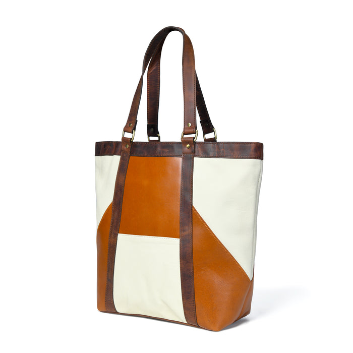 Geometric Design Leather Tote