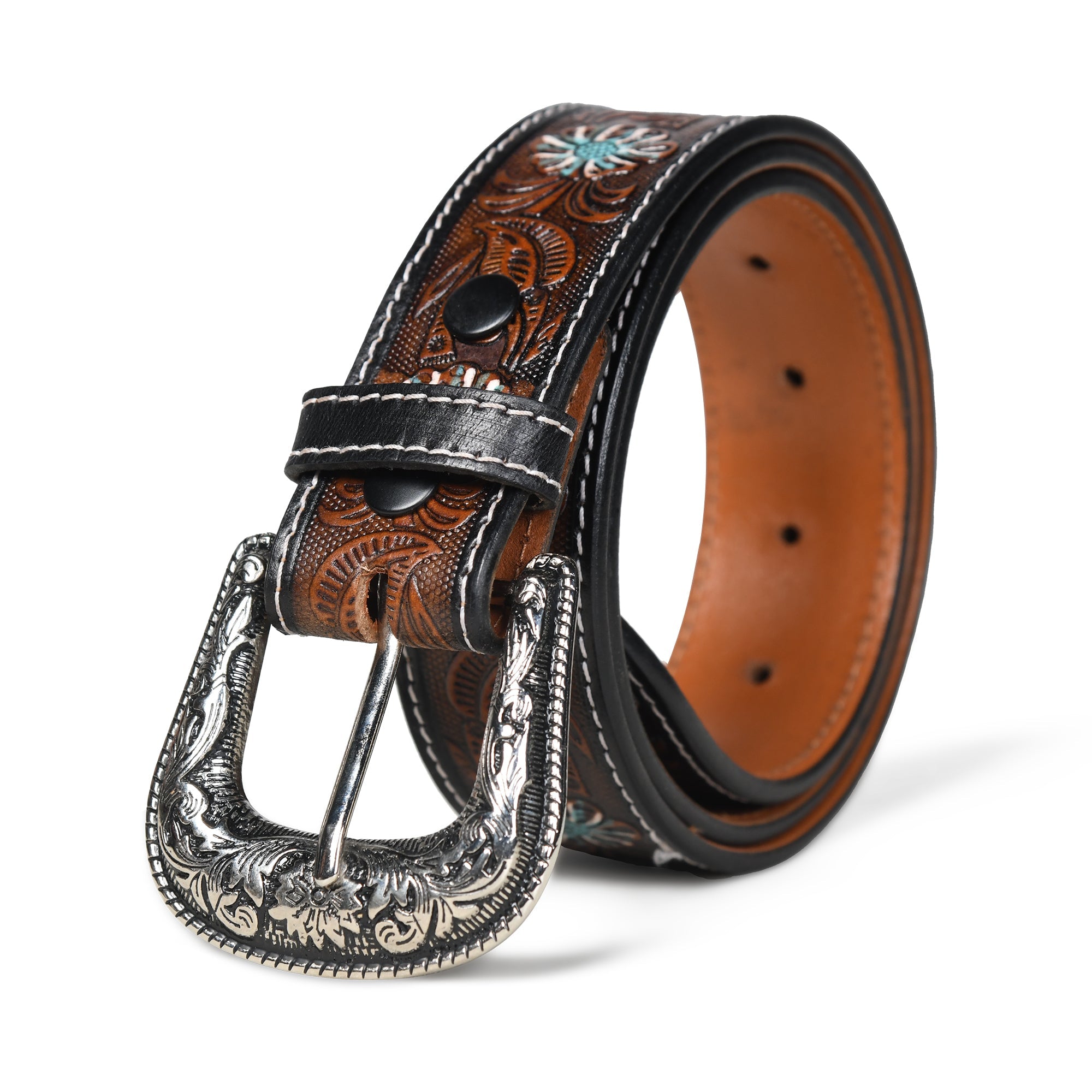 Antique Style Western Leather Belt Genuine Handmade Accessory for