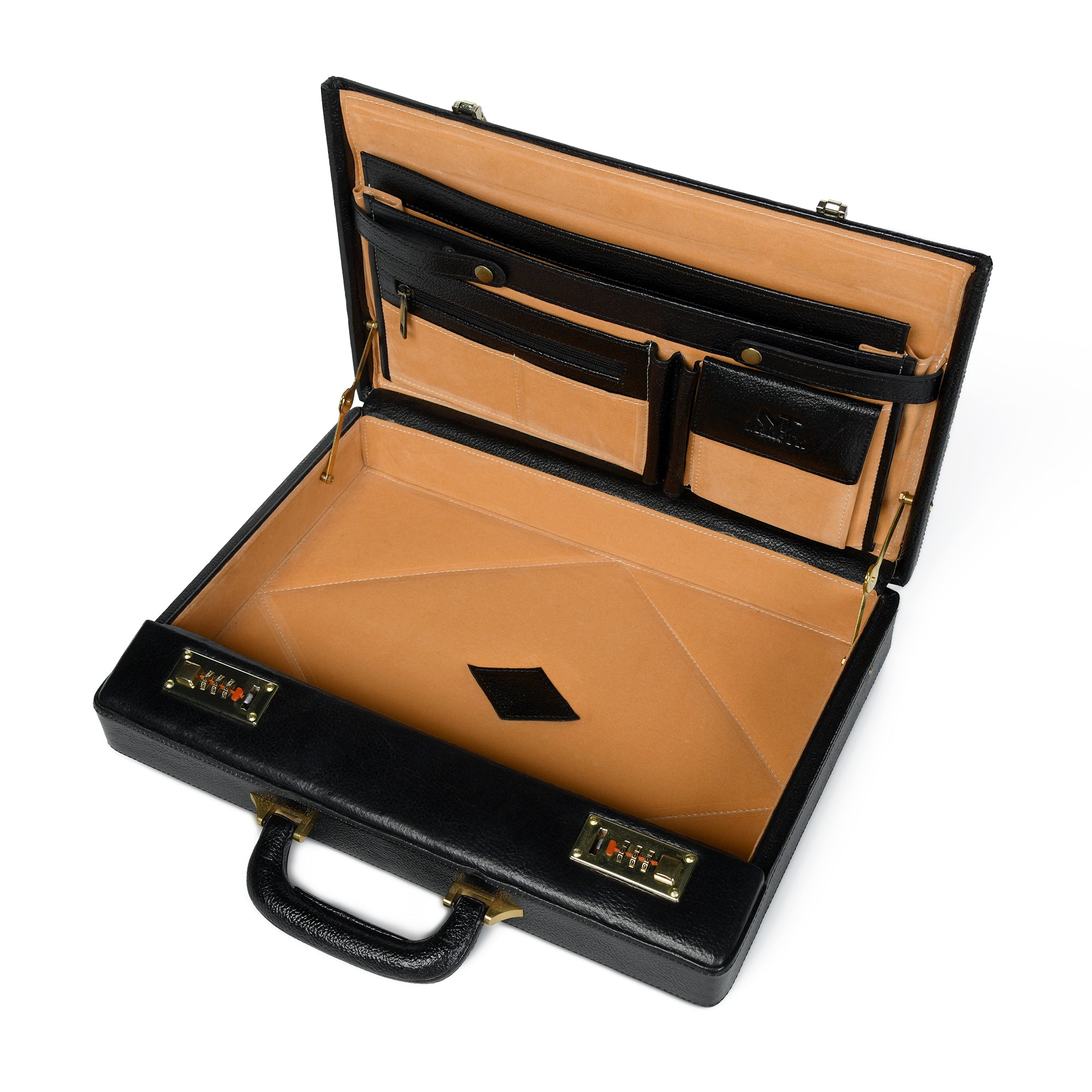 Black Office Stylish Full Grain Leather Suitcase Briefcase — Classy ...