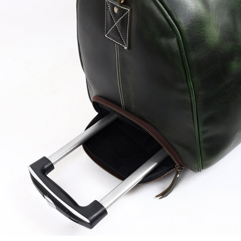 Green Leather Trolley Bag 44L
