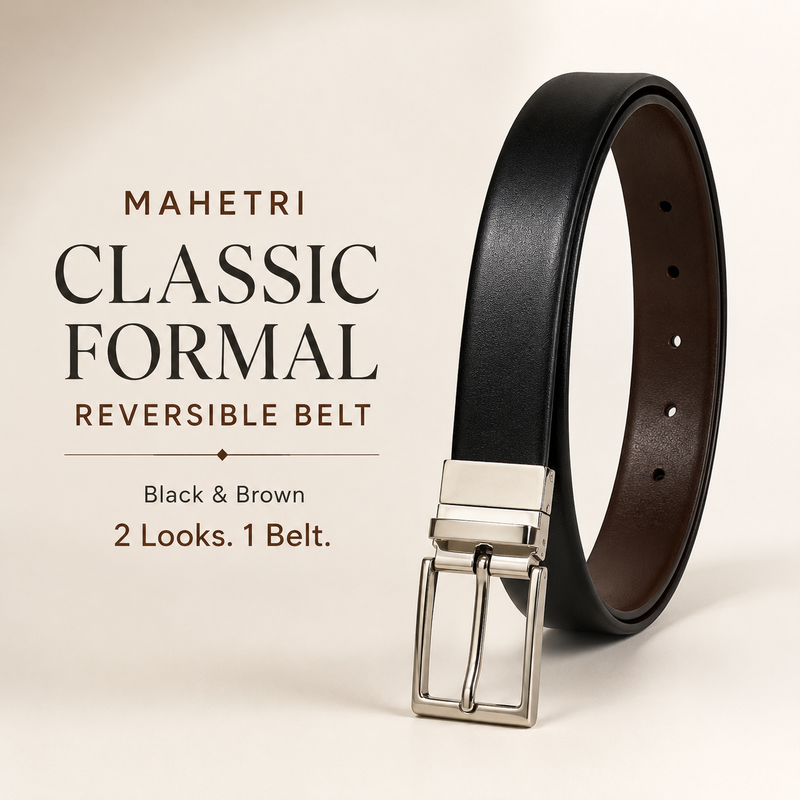 Classic Formal Reversible Leather Belt - Black & Brown