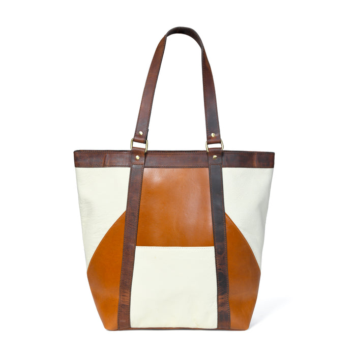 Geometric Design Leather Tote