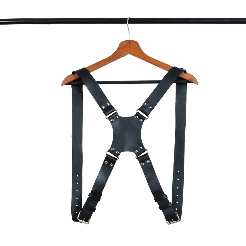 Dual Leather Camera Strap Harness- Black