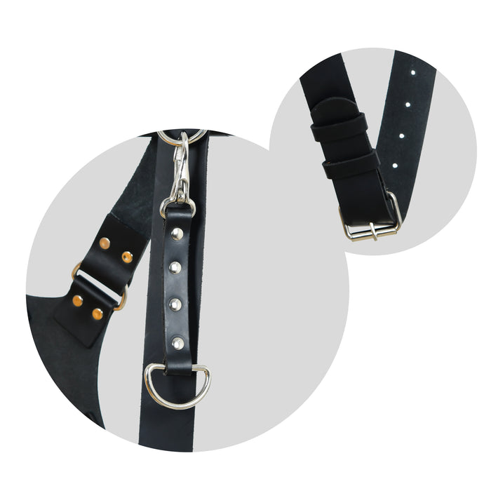 Dual Leather Camera Strap Harness- Black