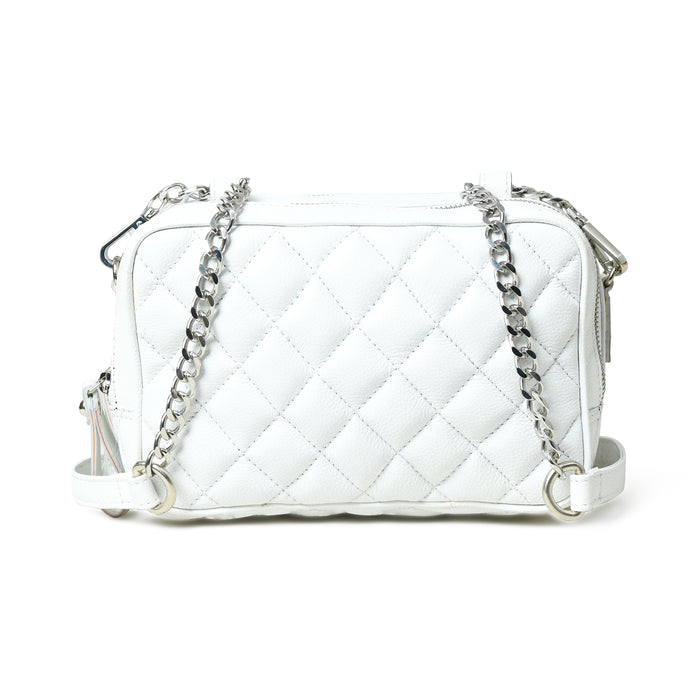 Mini Quilted Crossbody Bag, White