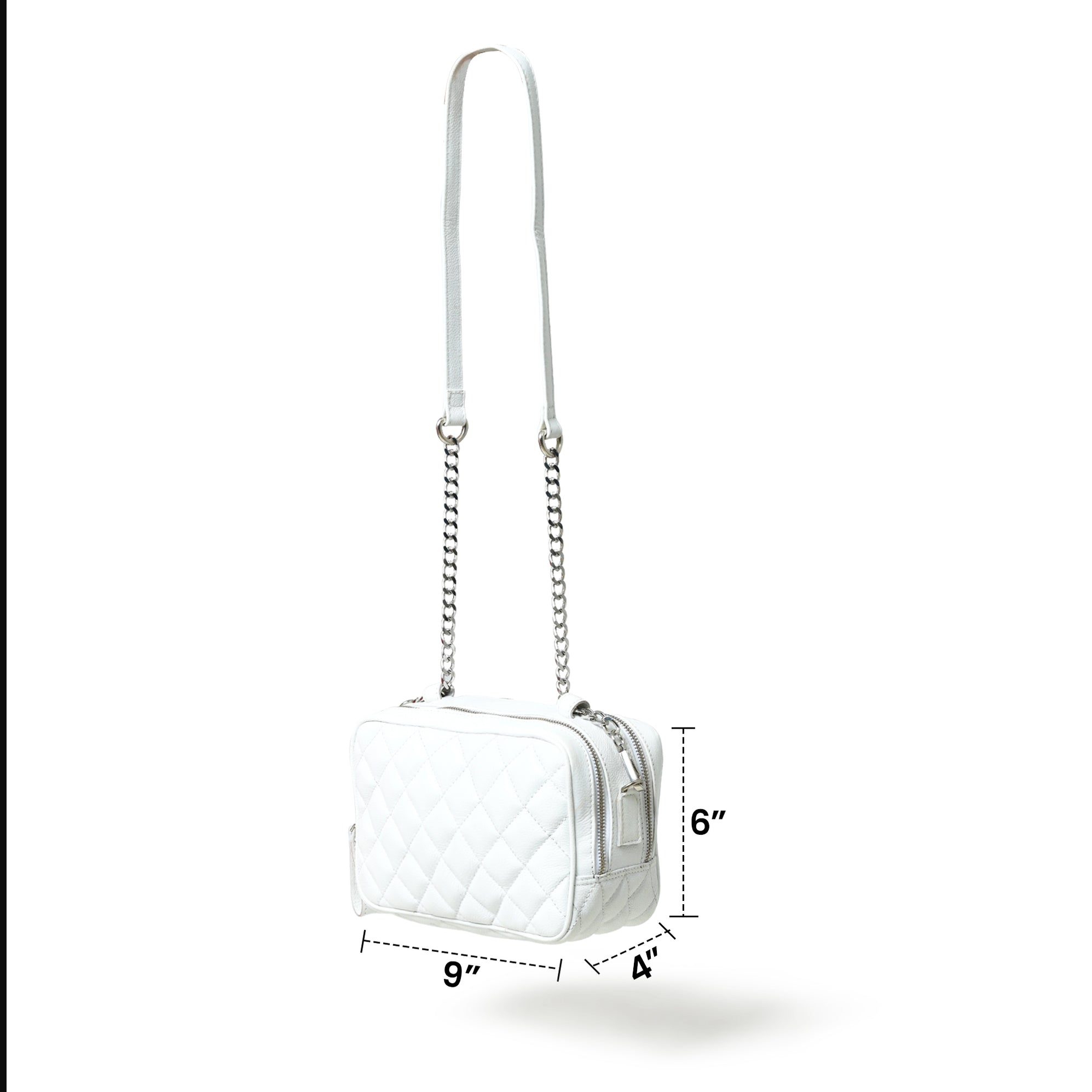 Mini Quilted Crossbody Bag, White — Classy Leather Bags