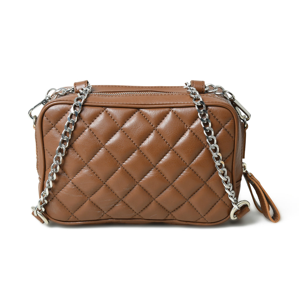 Mini Quilted Crossbody Bag Rich Brown Classy Leather Bags