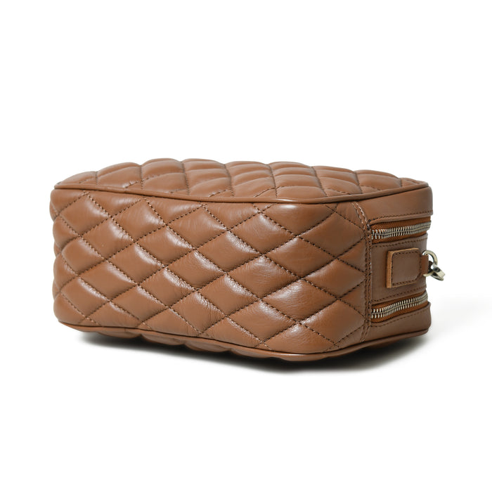 Mini Quilted Crossbody Bag, Rich Brown