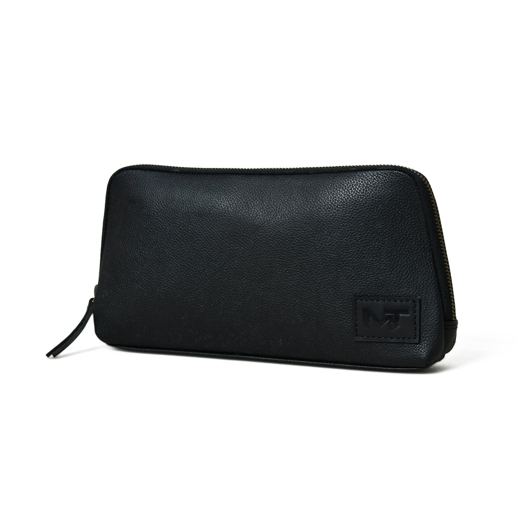 Black top leather clutch