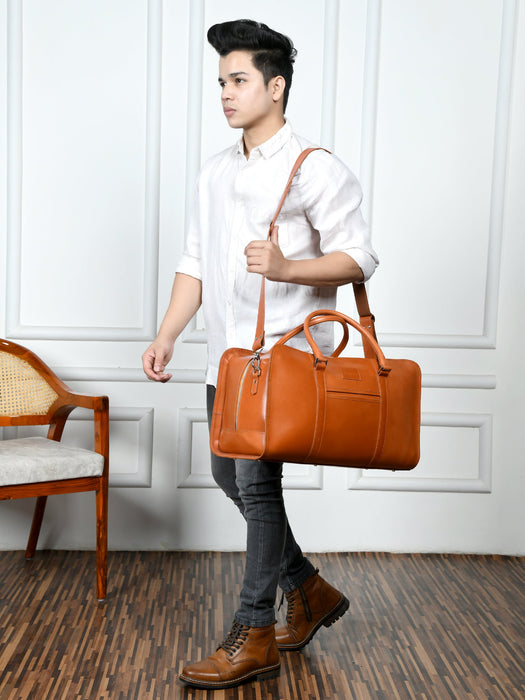 Metro Flair Tan Solid Duffel