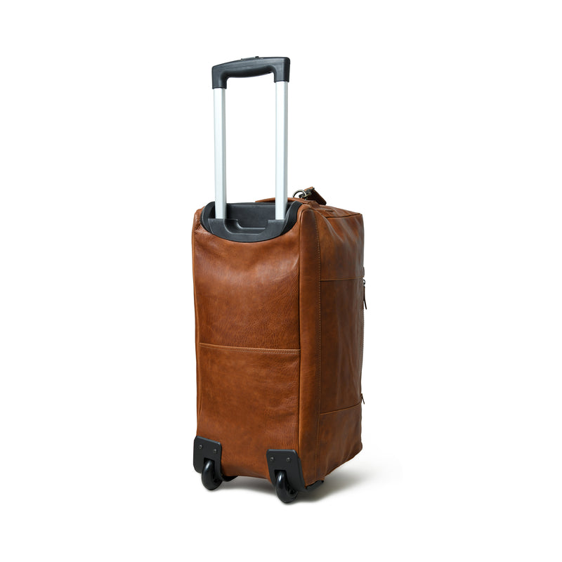 leathario men's leather luggage wheeled duffle leather travel bag Leather Trolly Carry-On 21 Inch Soft Leather Duffle Bag — Classy Leather Bags