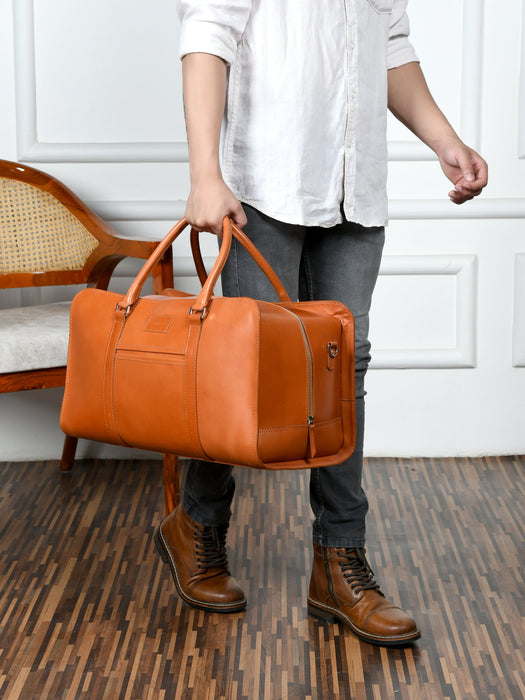 Metro Flair Tan Solid Duffel