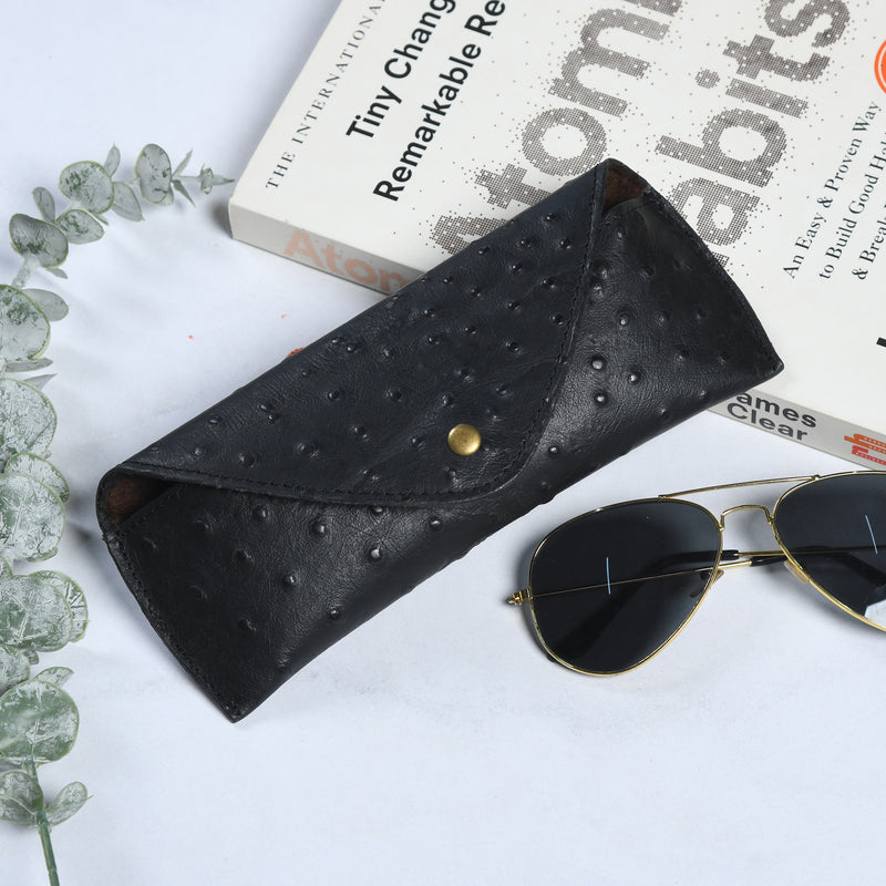 Funda para gafas de sol de cuero negro