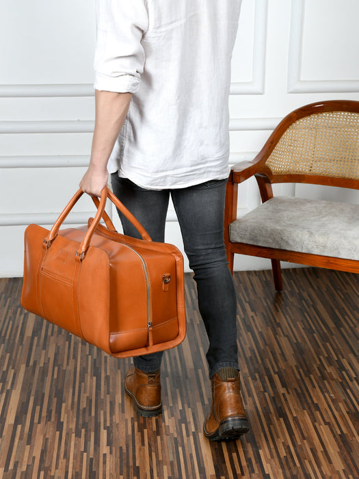 Metro Flair Tan Solid Duffel