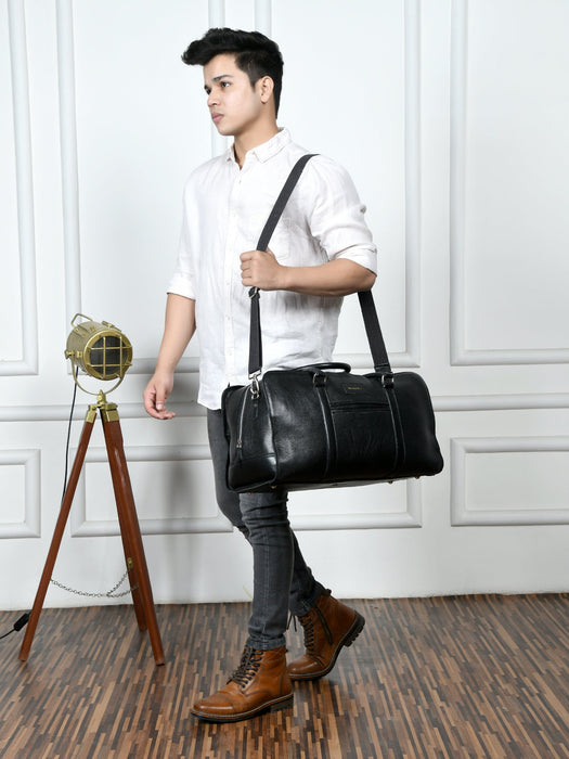 Metro Flair Black Textured Duffle